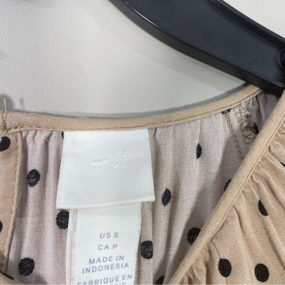 H&M Beige Black Polka Dot Vintage Look Midi Dress - Picture 4 of 7